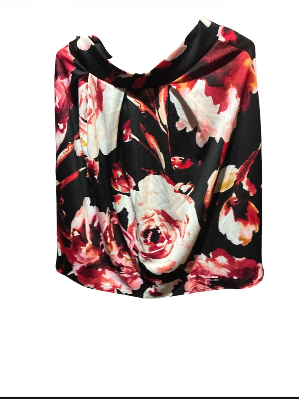 See You Monday Box Pleated Rose Floral Skirt Black Pink Size Large L